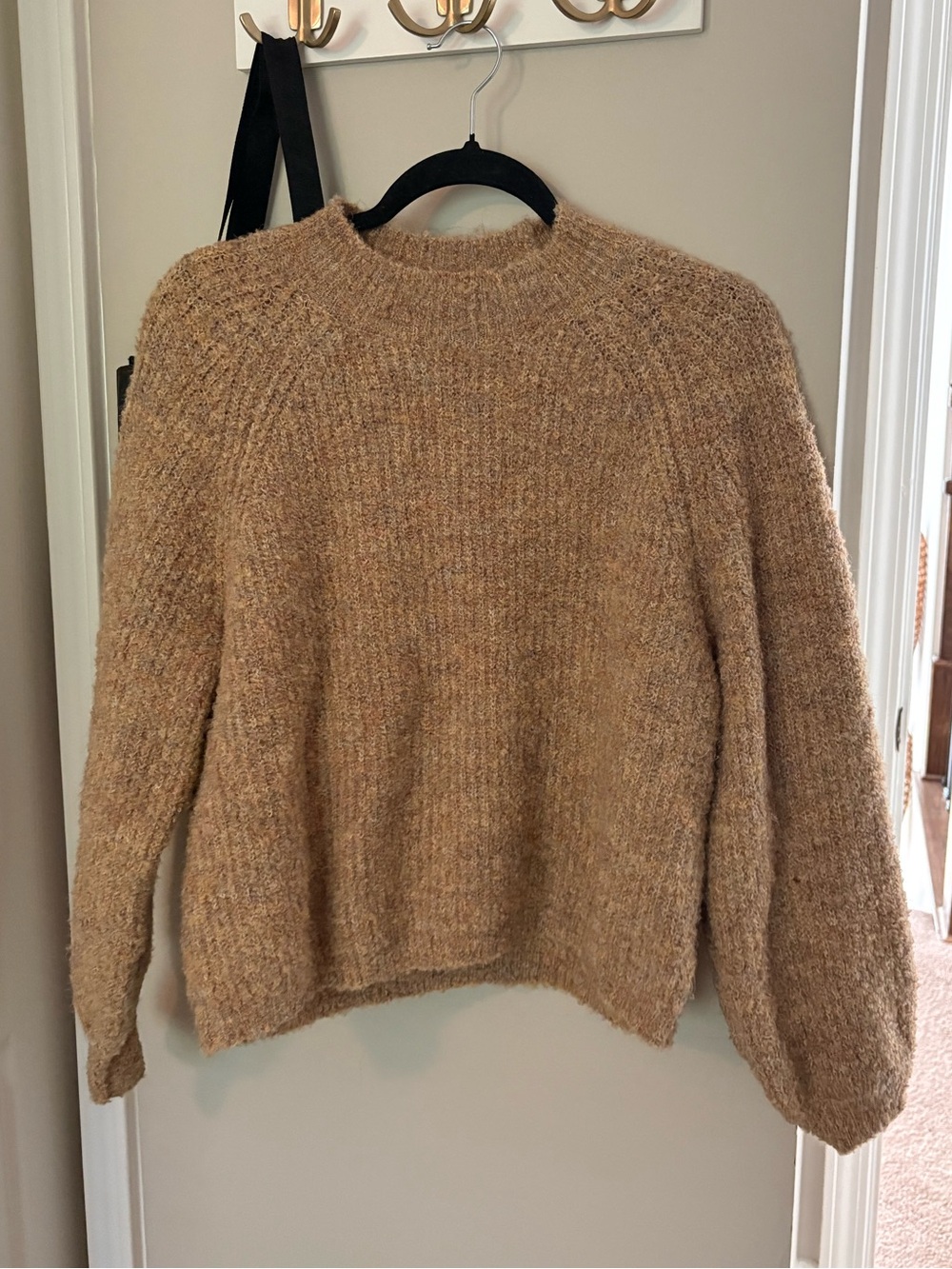 Boutique Women's Cozy Crewneck Sweater in Camel